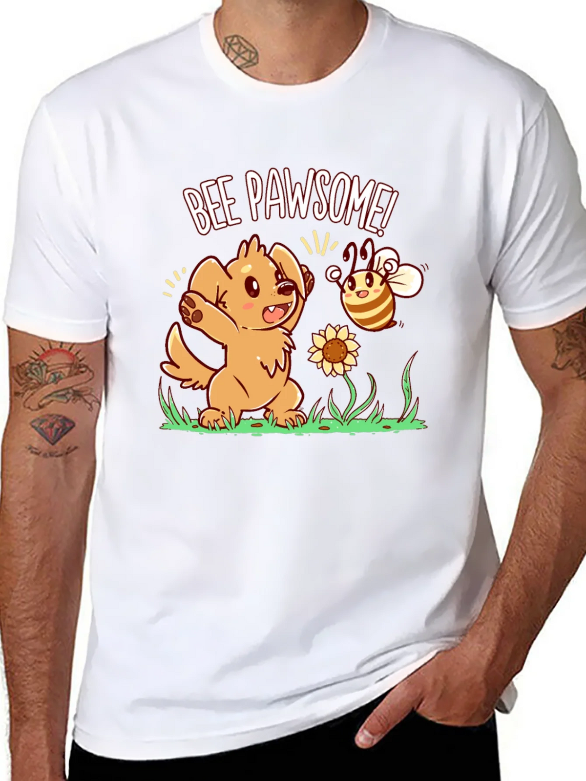 Bee Pawsome Dog T-Shirt - Cute Cartoon Style product image 7