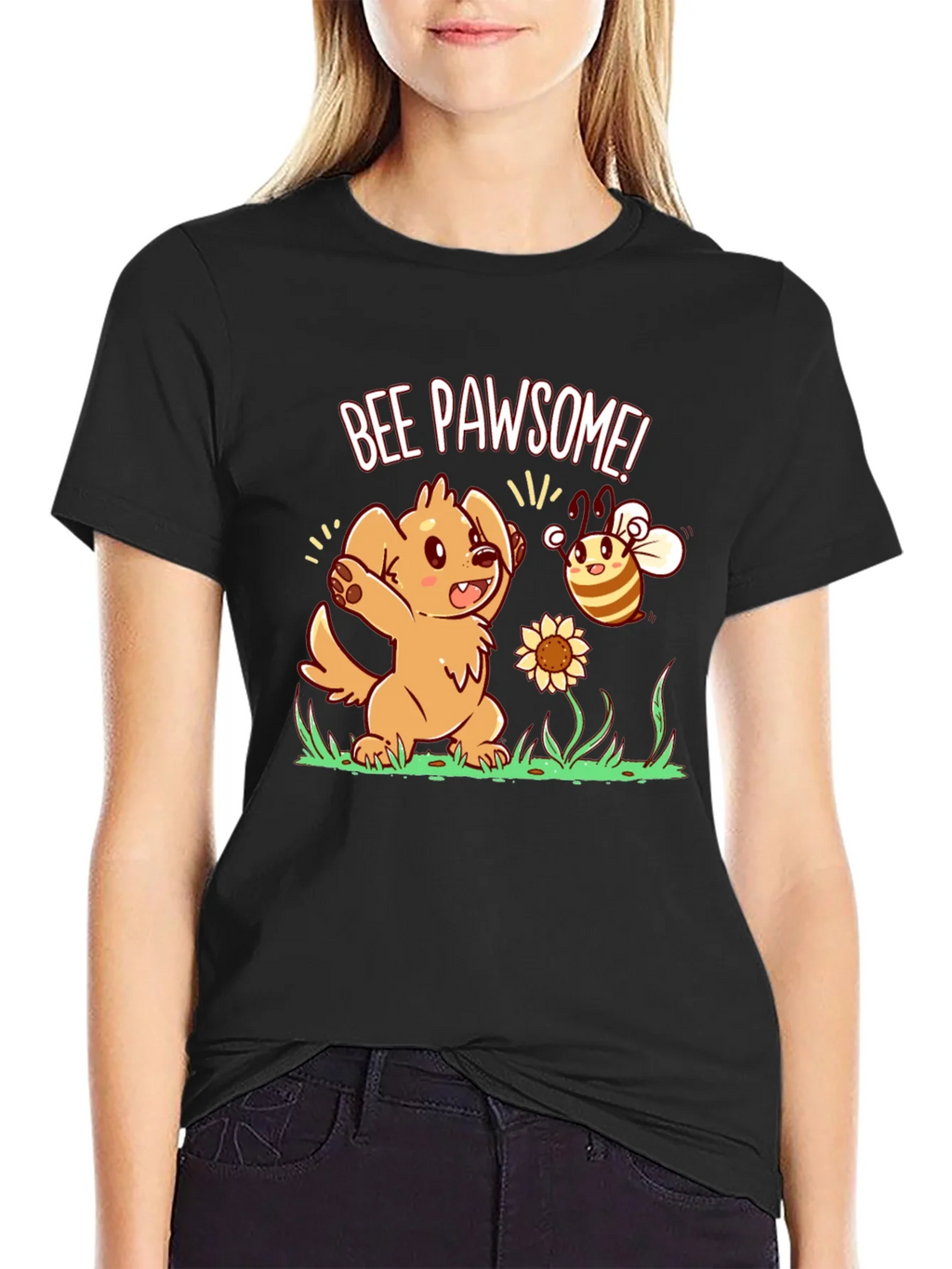 Bee Pawsome Dog T-Shirt - Cute Cartoon Style product image 2