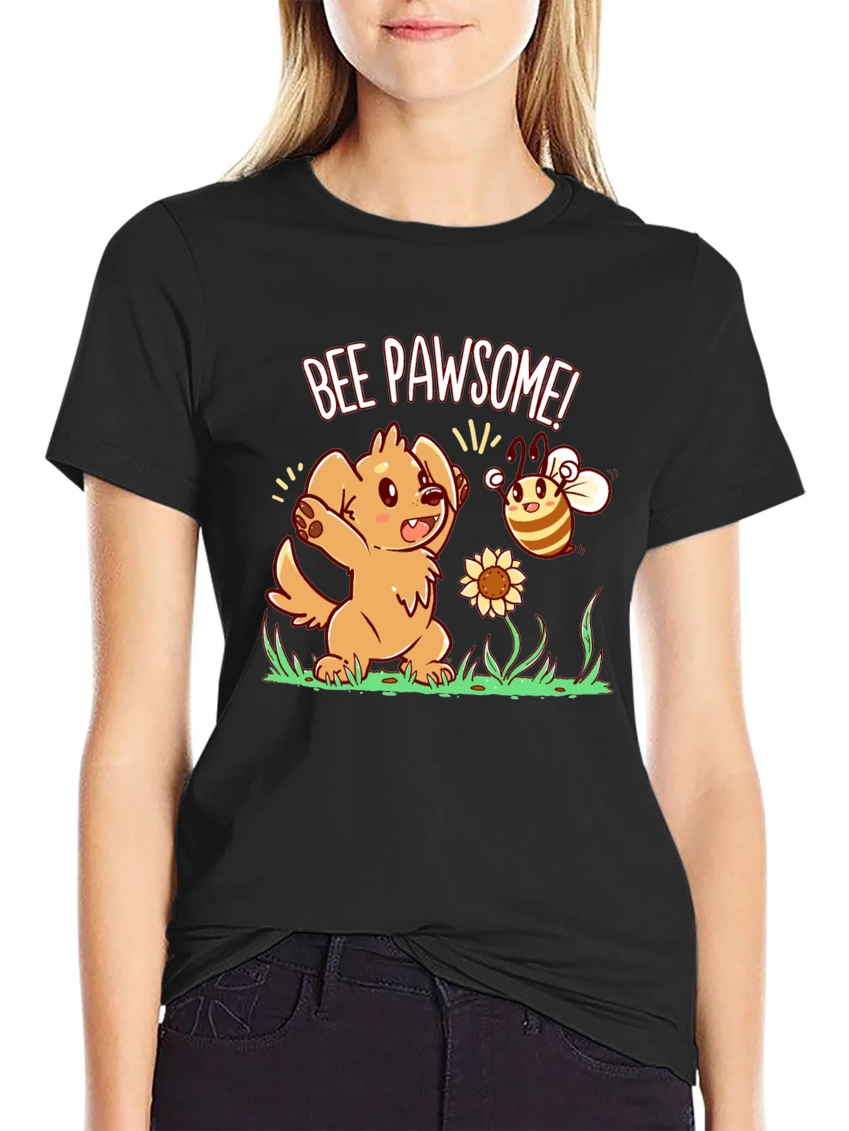 Bee Pawsome Dog T-Shirt - Cute Cartoon Style product image 2