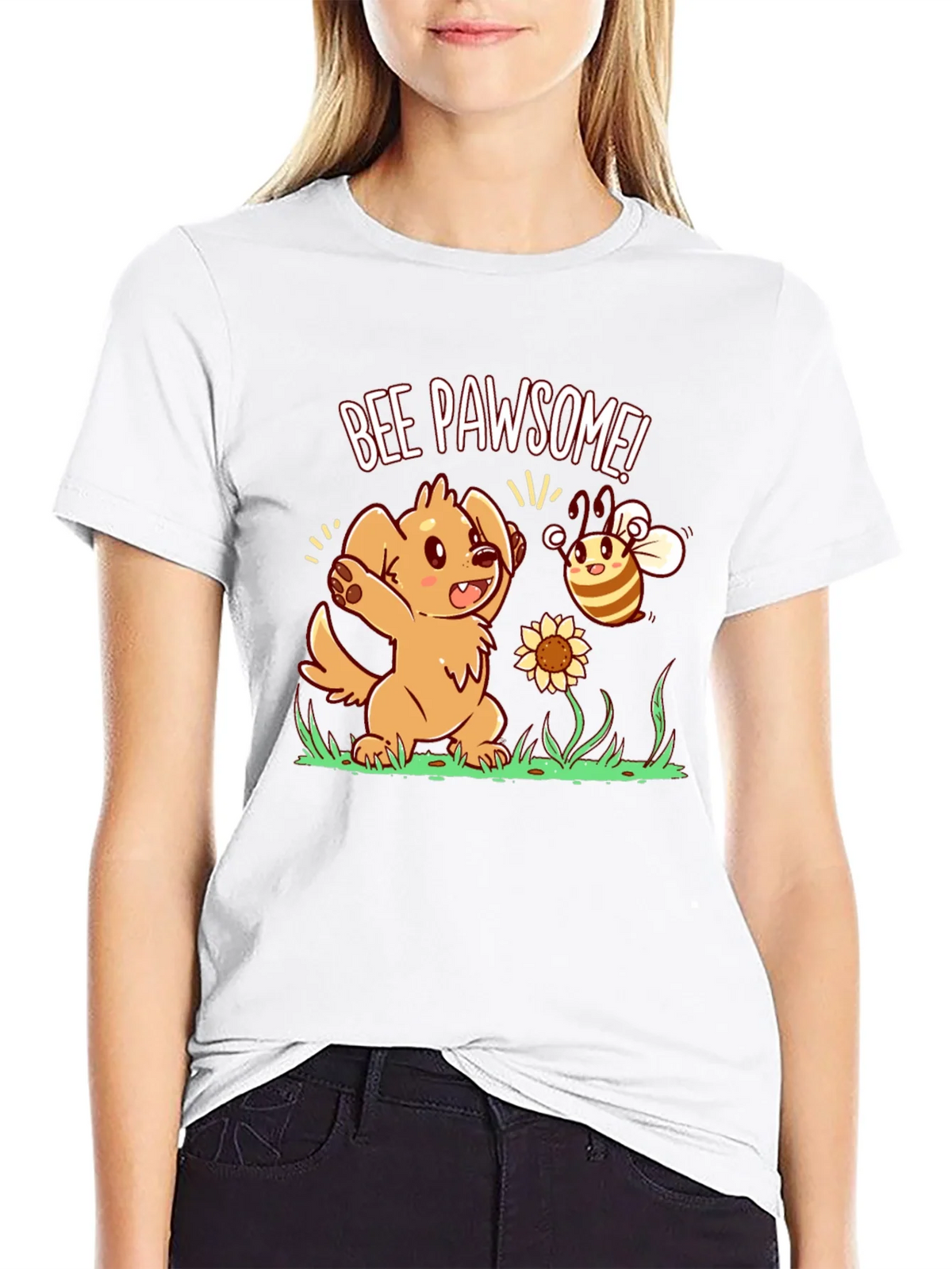 Bee Pawsome Dog T-Shirt - Cute Cartoon Style product image 8