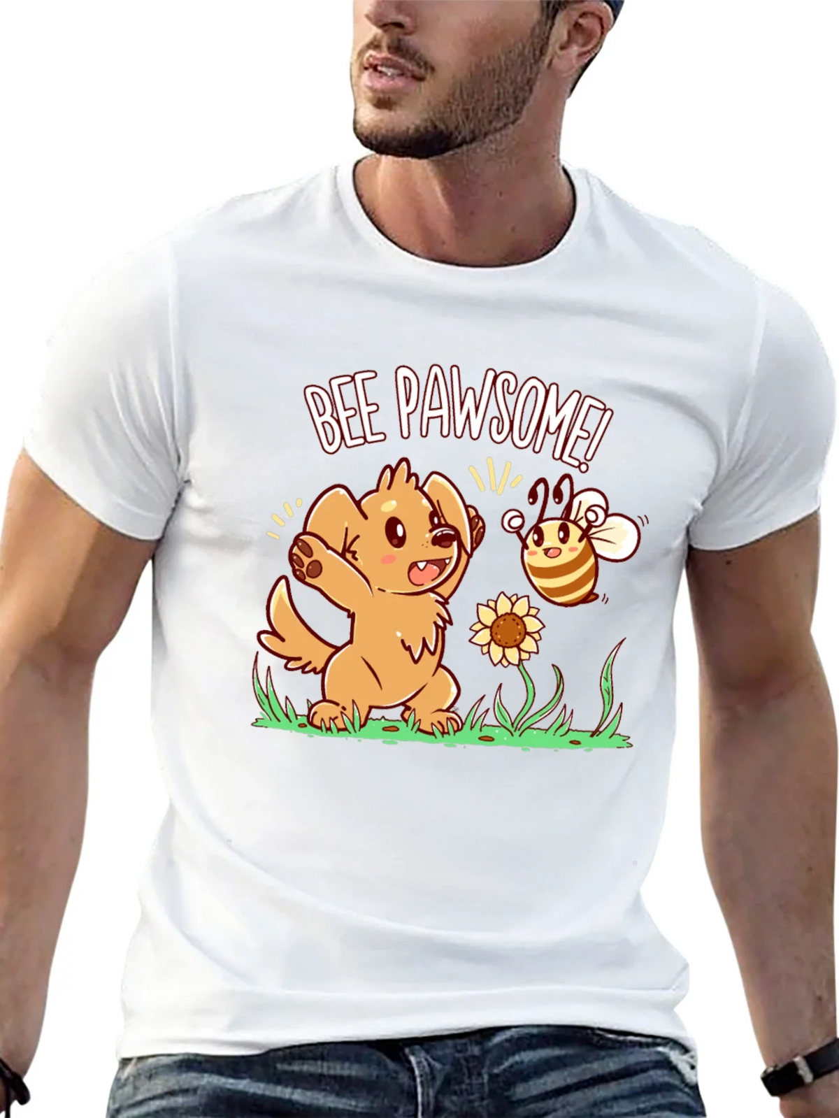 Bee Pawsome Dog T-Shirt - Cute Cartoon Style product image 12