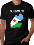 Djibouti Flag Map T-Shirt - Black Cotton Tee product image 1
