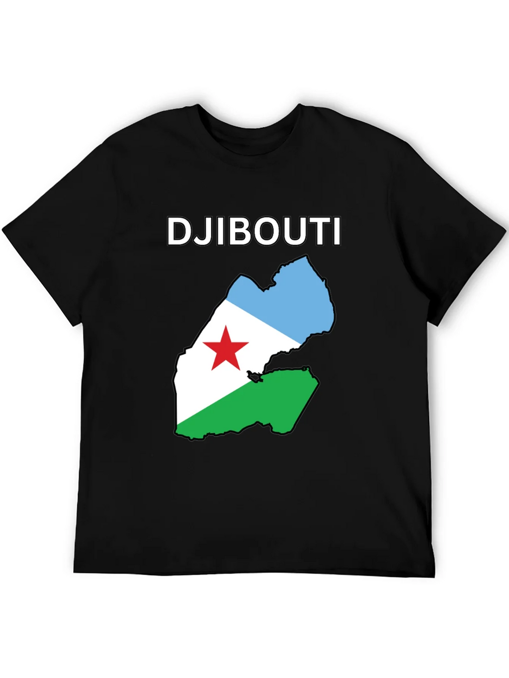 Djibouti Flag Map T-Shirt - Black Cotton Tee product image 5