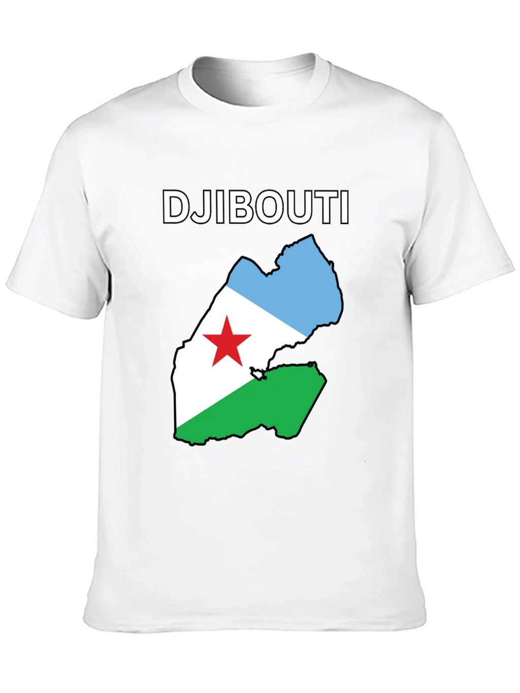 Djibouti Flag Map T-Shirt - Black Cotton Tee product image 9
