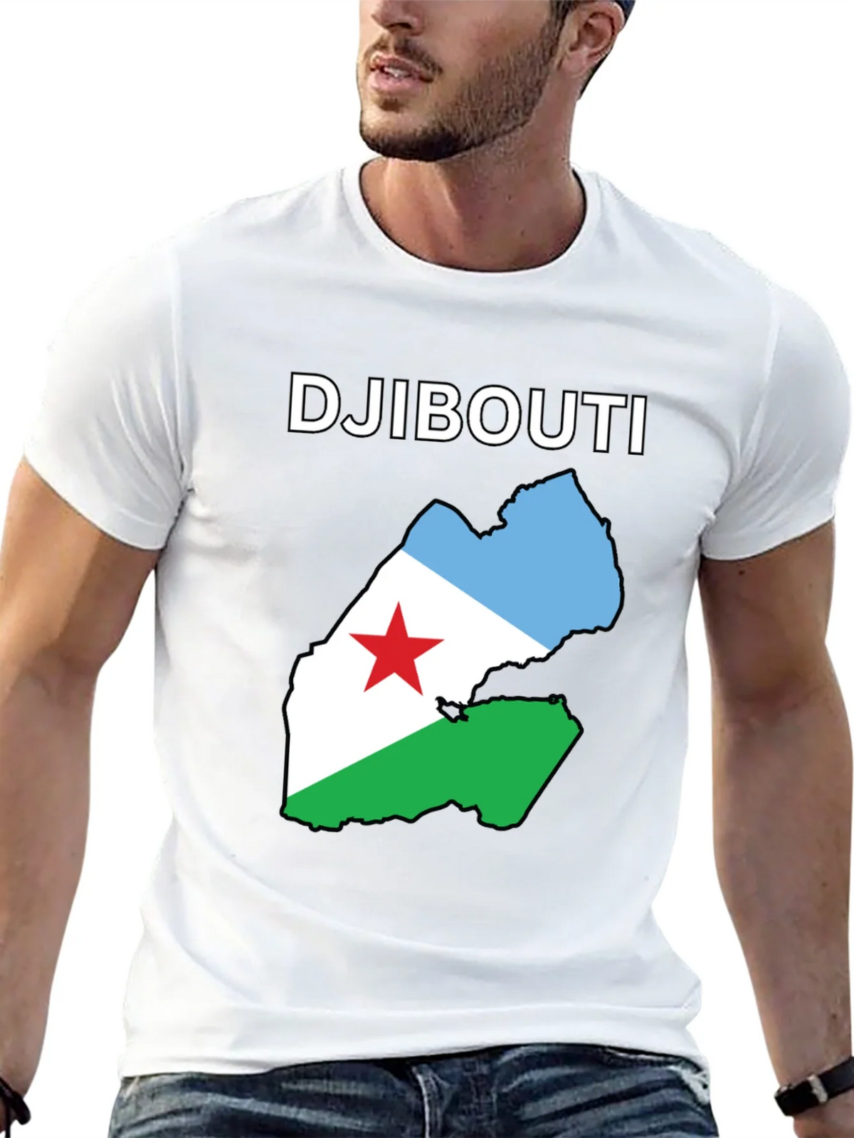 Djibouti Flag Map T-Shirt - Black Cotton Tee product image 12