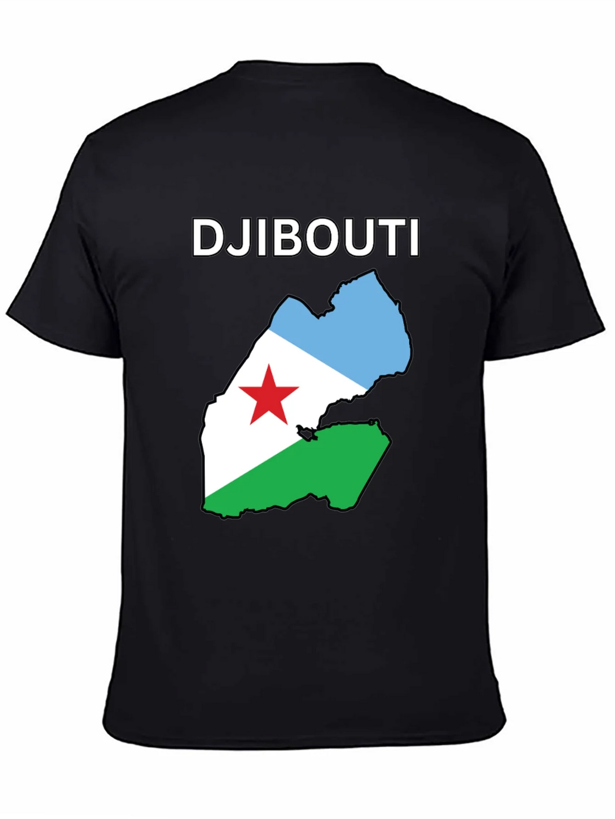Djibouti Flag Map T-Shirt - Black Cotton Tee product image 4