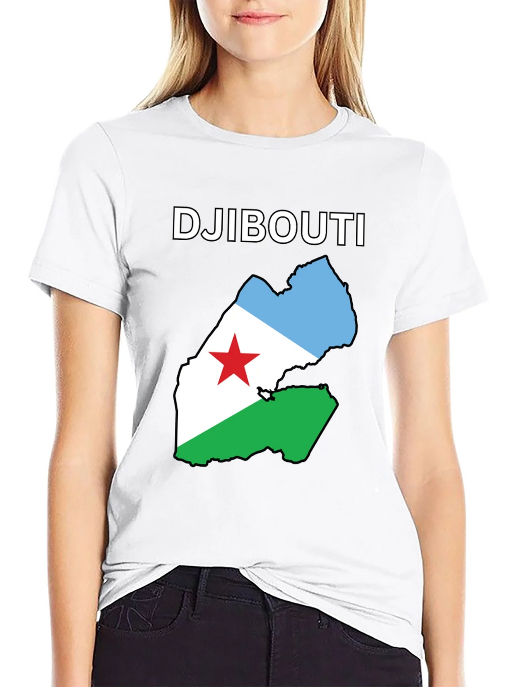 Djibouti Flag Map T-Shirt - Black Cotton Tee product image 8