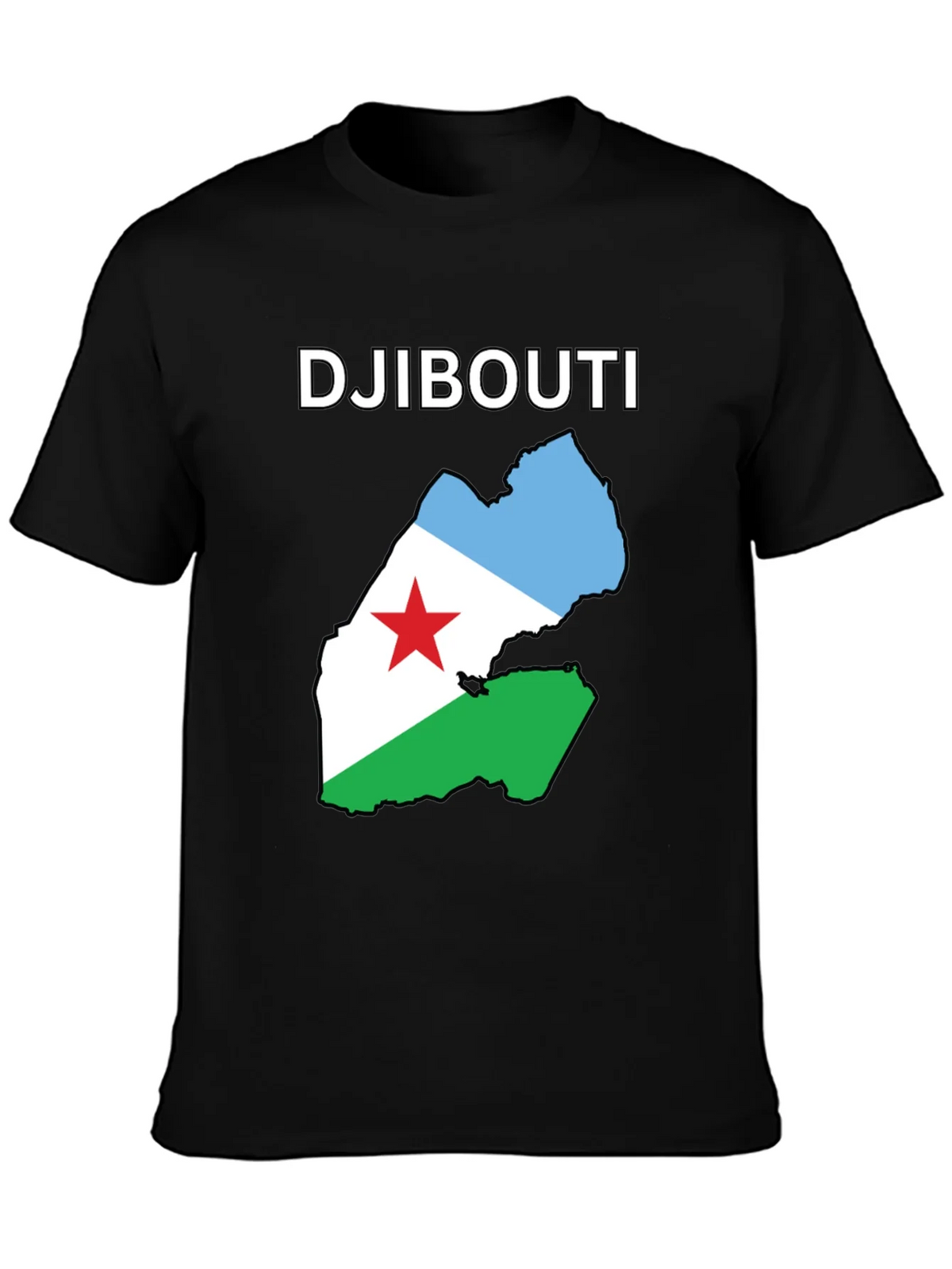 Djibouti Flag Map T-Shirt - Black Cotton Tee product image 3